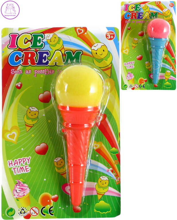 Zmrzlina vystřelovací set kornout + soft balonek pěnový různé barvy plast