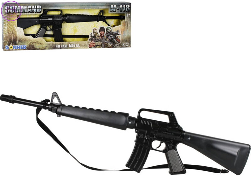 Puška policejní útočná 72cm černý samopal kovový M-118 v krabici