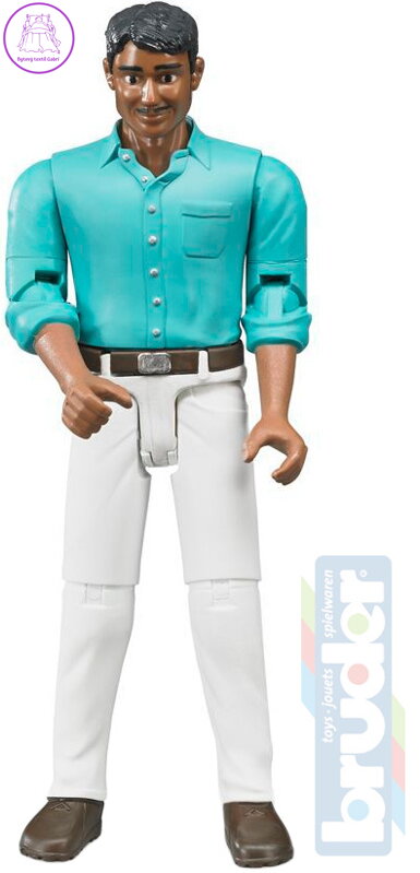 BRUDER 60003 Figurka muž bílé kalhoty 11cm tmavá pleť plast