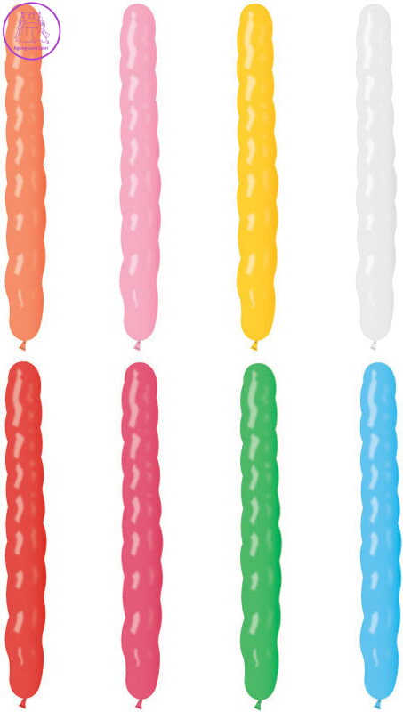 GEMAR Balónek party dlouhý spirála pastelové barvy 8/25cm housenka 8 barev AS1