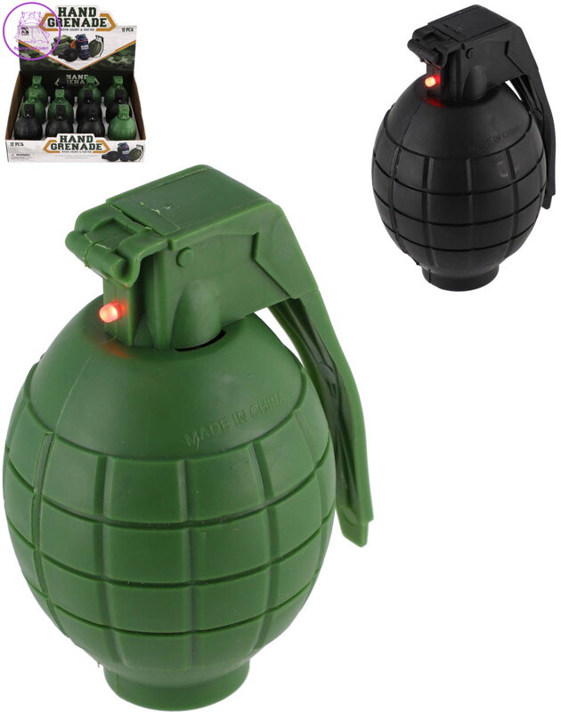 Granát dětský ruční vojenský 10cm na baterie Světlo Zvuk 2 barvy plast