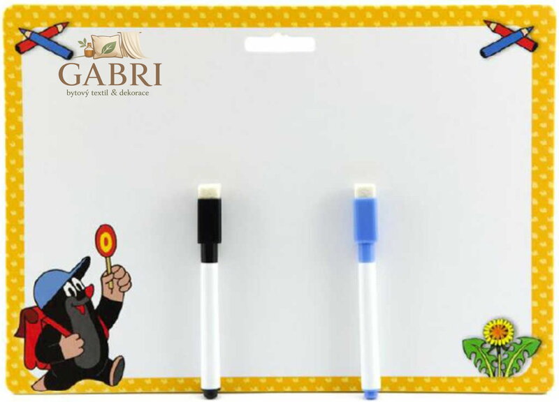 AKIM Tabulka stíratelná oboustranná 30x21cm Krtek (Krteček) set se 2 fixy