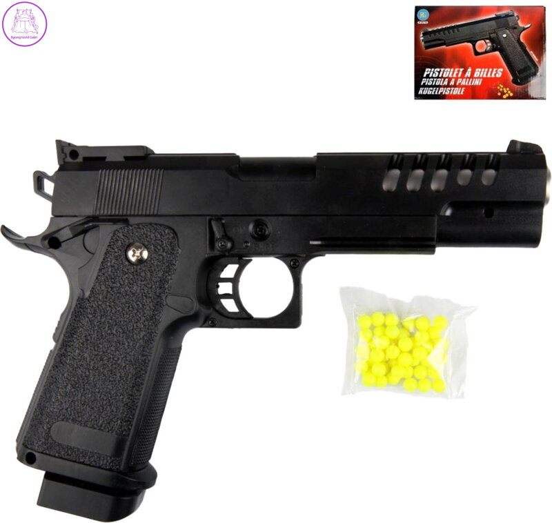 Pistole kuličkovka černý revolver na kuličky set s náboji plast