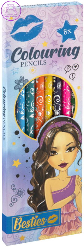Pastelky Besties dětské barevné dekorované set 8 barev v krabičce