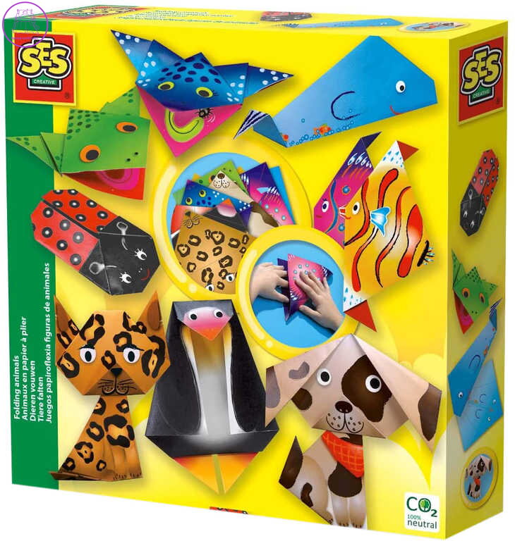 SES CREATIVE Origami skládačka papírová zvířátka kreativní set v krabici