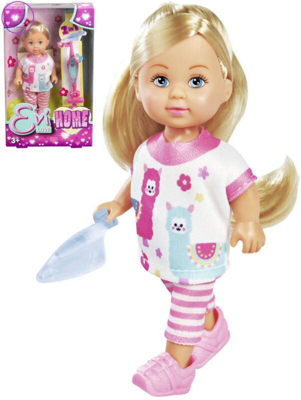 SIMBA Panenka Evička v domácím oblečku set s vysavačem 2v1