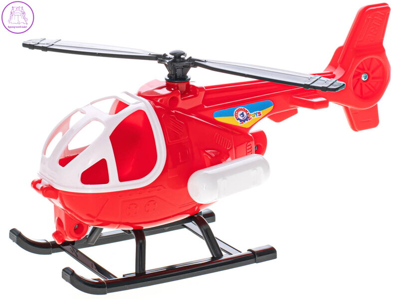 Vrtulník červený 25cm plastová helikoptéra otevírací kabina