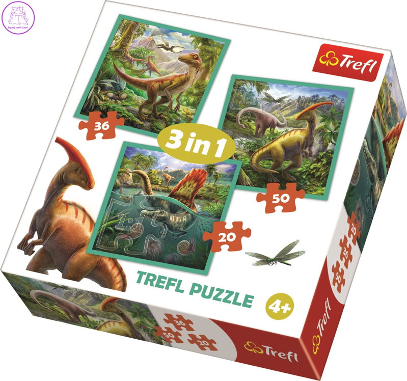 TREFL Puzzle Neobyčejný svět dinosaurů 3v1 (20,36,50 dílků)