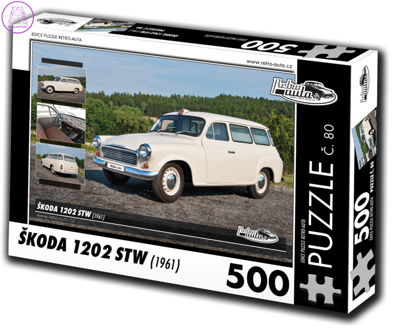 RETRO-AUTA Puzzle č. 80 Škoda 1202 STW sanitní vůz (1961) 500 dílků