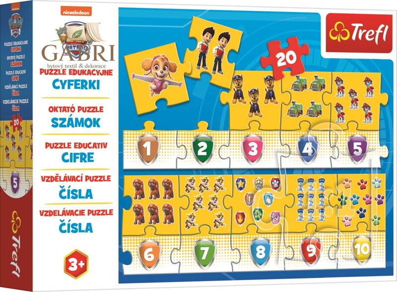TREFL Vzdělávací puzzle Čísla Tlapková patrola 20 dílků