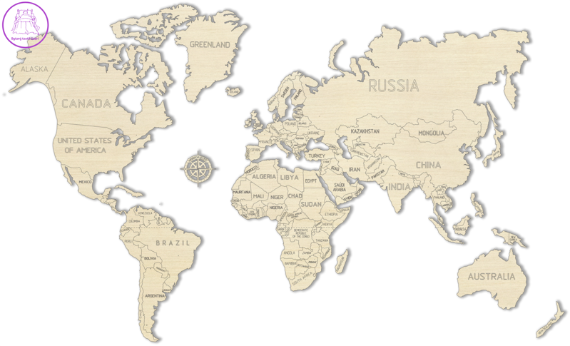 WOODEN CITY Dřevěná mapa světa velikost L (83x55cm)