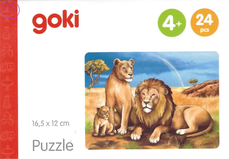 GOKI Dřevěné puzzle Africká zvířata: Lvi 24 dílků