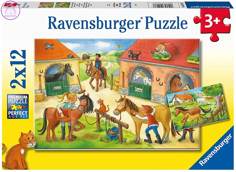 RAVENSBURGER Puzzle Prázdniny na statku s koňmi 2x12 dílků