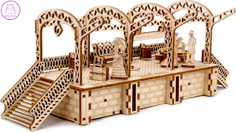 WOODEN CITY 3D puzzle Železniční stanice 175 dílů