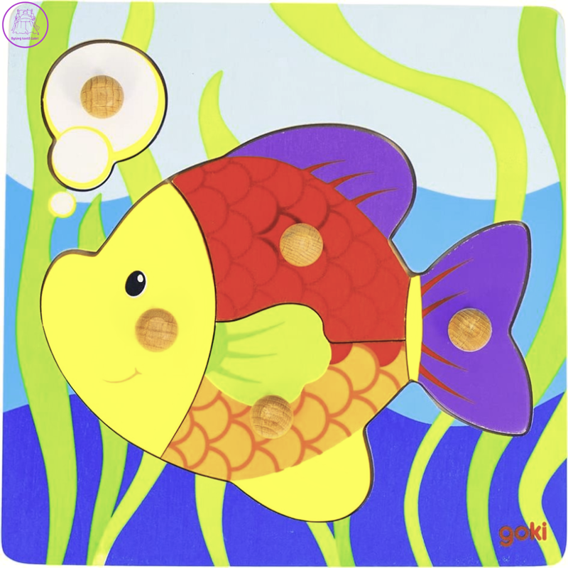 GOKI Dřevěná vkládačka Ryba 5 dílků