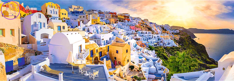 TREFL Panoramatické puzzle Západ slunce na Santorini, Řecko 1000 dílků
