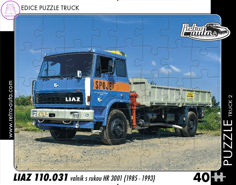 RETRO-AUTA Puzzle TRUCK č.2 Liaz 110.031 valník s rukou HR 3001 (1985-1993) 40 dílků