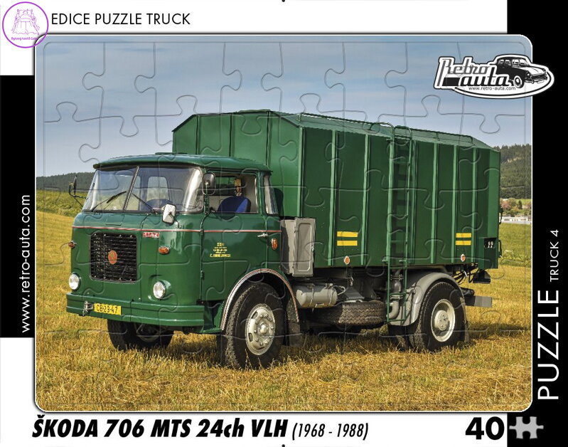 RETRO-AUTA Puzzle TRUCK č.4 Škoda 706 MTS 24ch VLH (1968-1988) 40 dílků