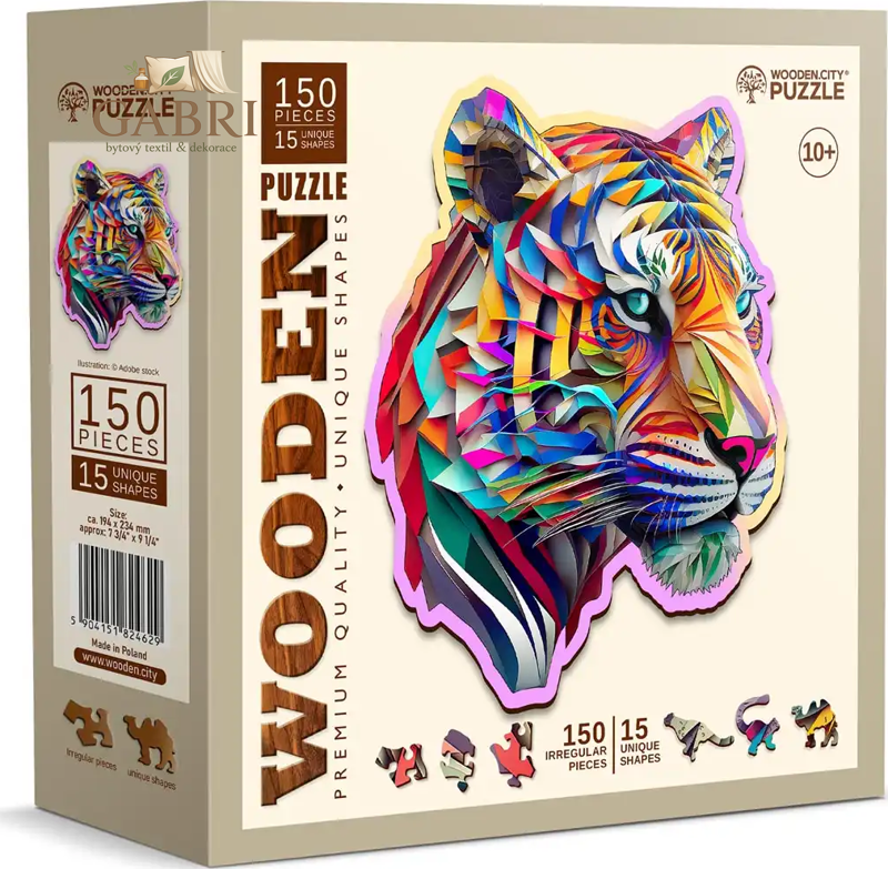 WOODEN CITY Dřevěné puzzle Barevný tygr 150 dílků EKO