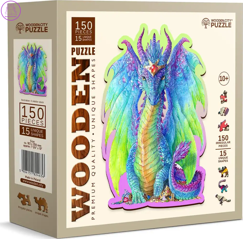 WOODEN CITY Dřevěné puzzle Majestátní drak 150 dílků EKO
