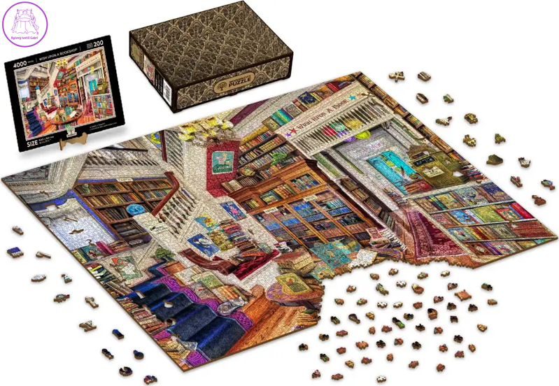 WOODEN CITY Dřevěné puzzle Přání v knihkupectví 2v1, 4000 dílků