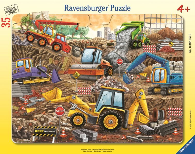 RAVENSBURGER Puzzle Stavební stroje v plném proudu 35 dílků