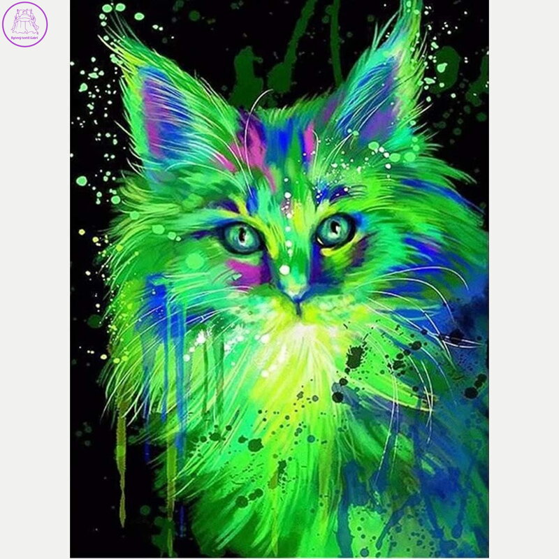 NORIMPEX Diamantové malování Fluorescenční kočka 30x40cm