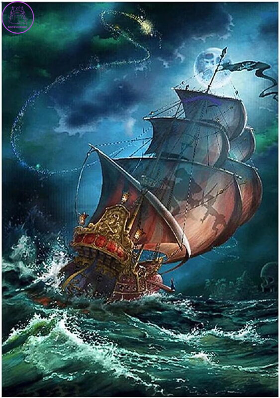 NORIMPEX Diamantové malování Plachetnice v bouři 30x40cm