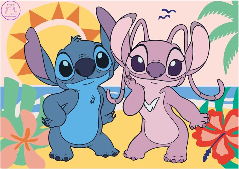 DINO Svítící puzzle Stitch na pláži XL 100 dílků