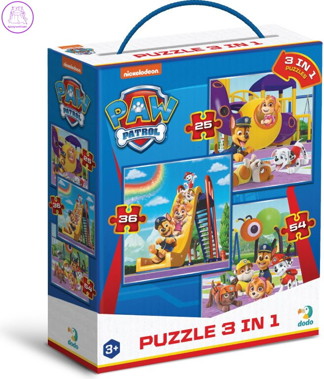 DODO Puzzle Tlapková patrola: Na hřišti 3v1 (25,36,54 dílků)