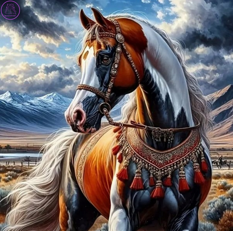 NORIMPEX Diamantové malování Kůň v indiánském postroji 30x40cm