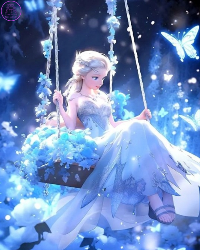 NORIMPEX Diamantové malování Elsa na houpačce 30x40cm