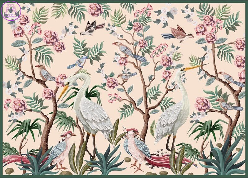 INTERDRUK Puzzle Secret Garden: Ptáci v rozkvetlých stromech 1000 dílků