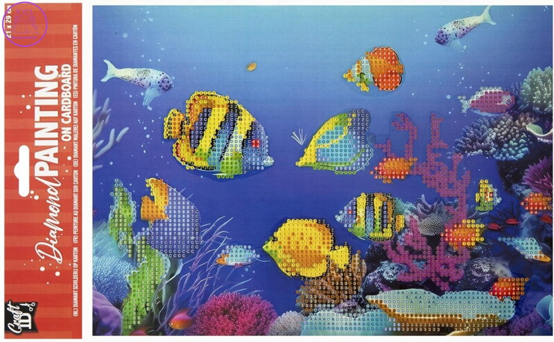 CRAFT ID Diamantové malování na desce Rybičky 29x21cm