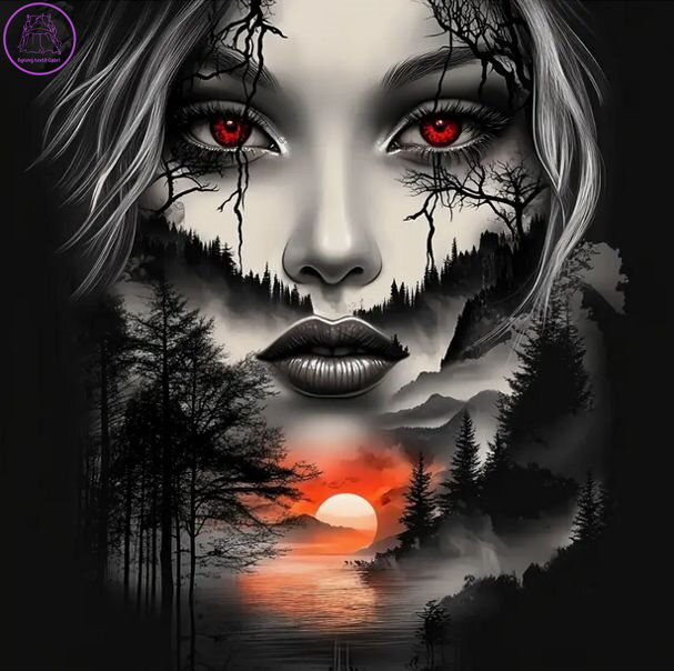 NORIMPEX Diamantové malování Tvář v horské krajině 30x40cm