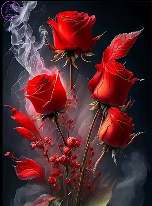 NORIMPEX Diamantové malování Květy růže v dýmu 30x40cm