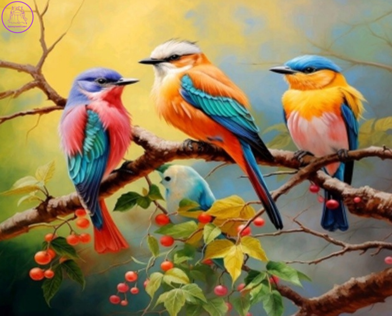 NORIMPEX Diamantové malování Barevní ptáčci 30x40cm