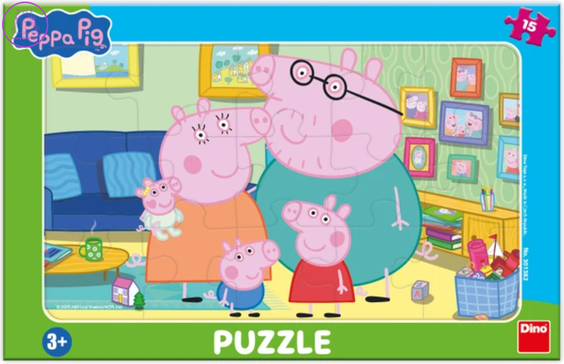 DINO Puzzle Prasátko Peppa: V obývacím pokoji 15 dílků