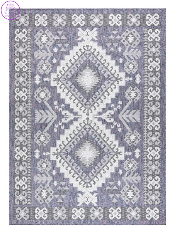 Kusový koberec Sion Sisal Aztec 3007 blue/pink/ecru – na ven i na doma