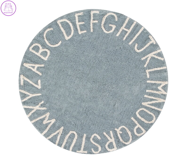 Přírodní koberec, ručně tkaný Round ABC Vintage Blue-Natural