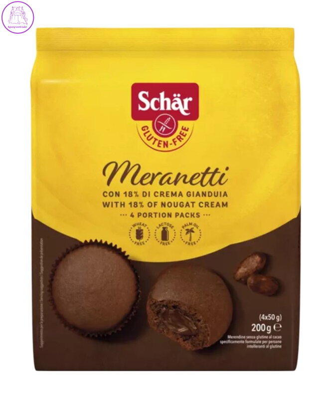 Muffin Meranetti čokoládové s nugátovým krémem 200g 4ks Schar bez lepku  5744