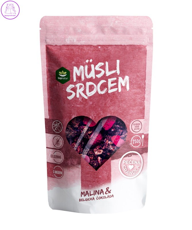 Müsli srdcem spékané malina belgická čokoláda 250g Topnatur bez lepku 1576