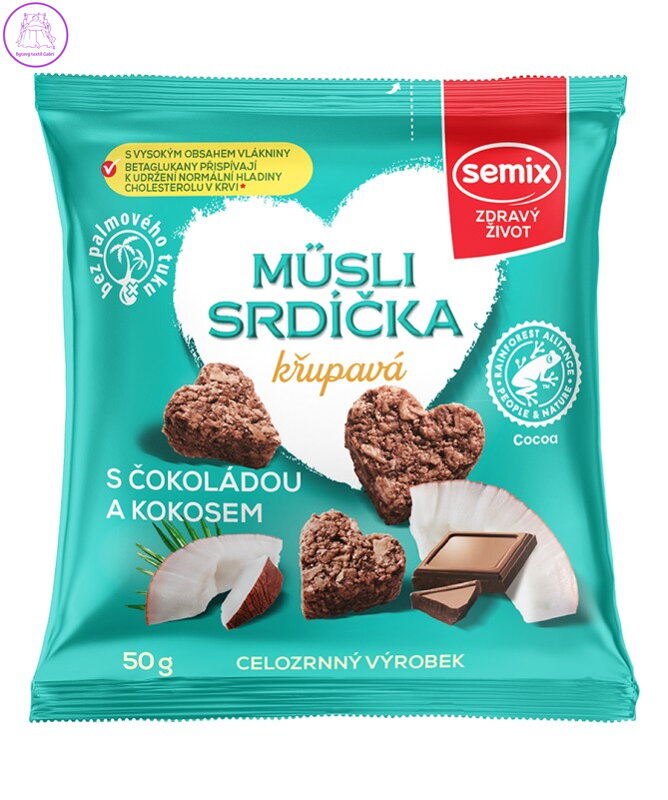 Müsli srdíčka s čokoládou a  kokosem 50g Semix 2511