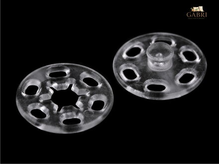 Plastové patentky / stiskací knoflíky transparentní Ø13 mm, Ø15 mm