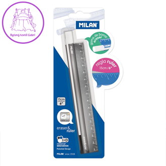 Pravítko kovové Metal touch 15 cm + guma - blistr