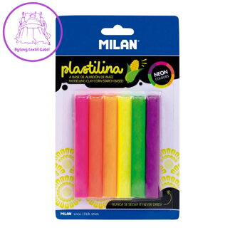Plastelína MILAN 6 tyčinek v neonových barvách 70 g