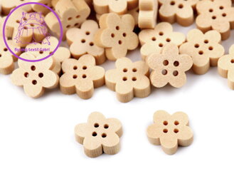 Dřevěný dekorační knoflík květ