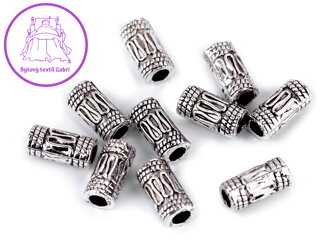 Kovové korálky váleček / koncovky na šňůrky 5x10 mm