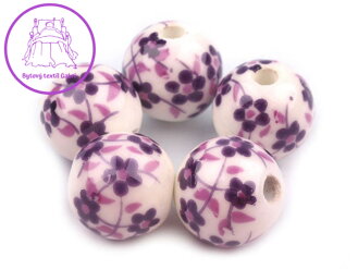 Porcelánové korálky s květy Ø12 mm