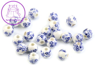 Porcelánové korálky s květy Ø6 mm